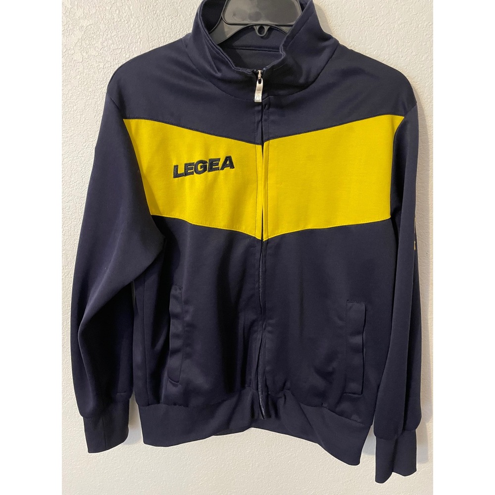 LEGEA Men's Navy Blue Yellow Track Jacket Athletic Full‎ Zip Size S